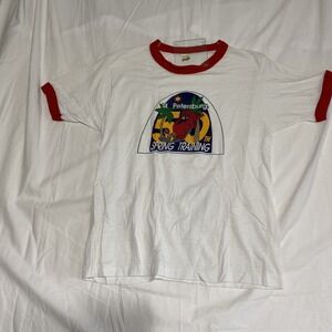Screen Stars Ringer T-Shirt Mens L White Excellent Vintage St Pete Baseball 50th